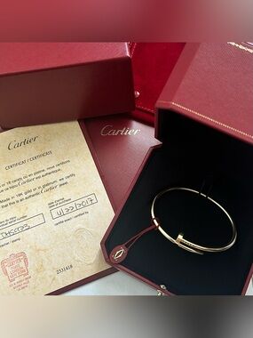 Cartier Juste un Clou Classic Nail Bracelet 18K Yellow Gold Size 19 Full Set